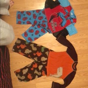 Spider-Man and dinosaur pajamas